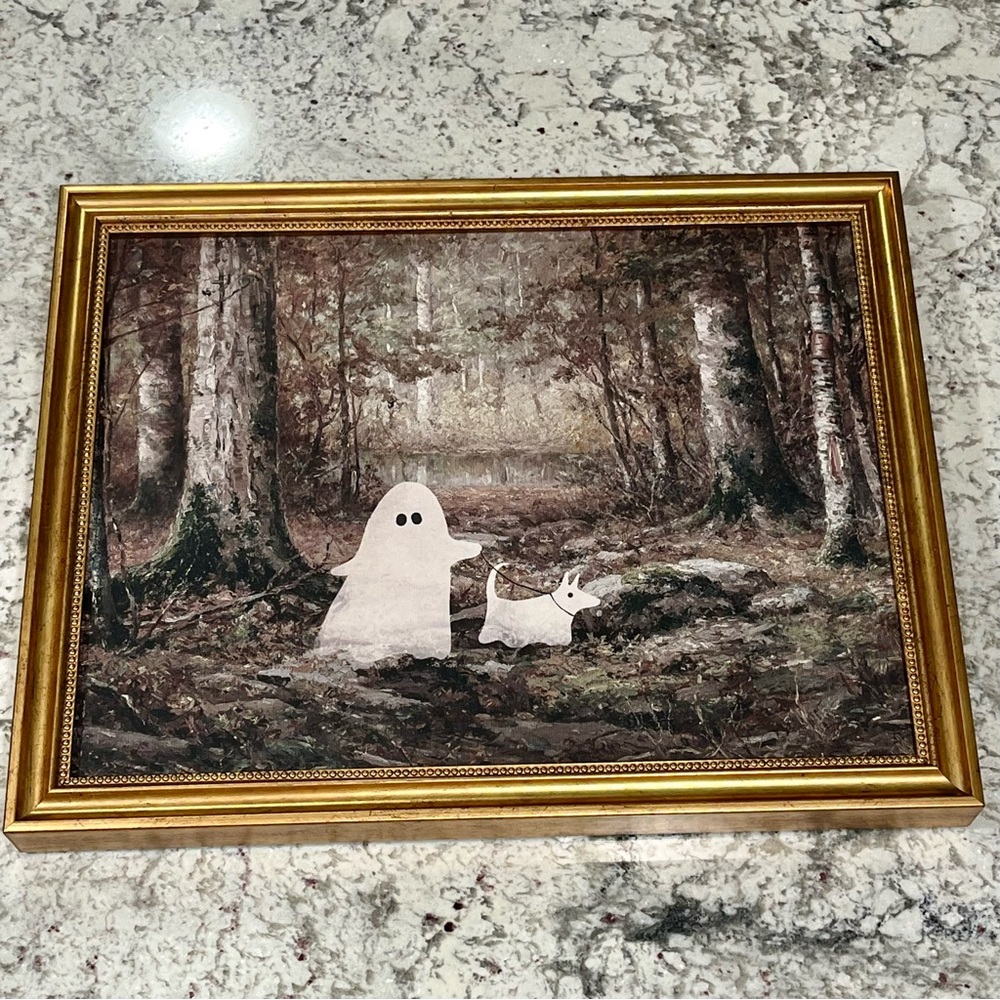 Framed Ghost and Dog Forest Art